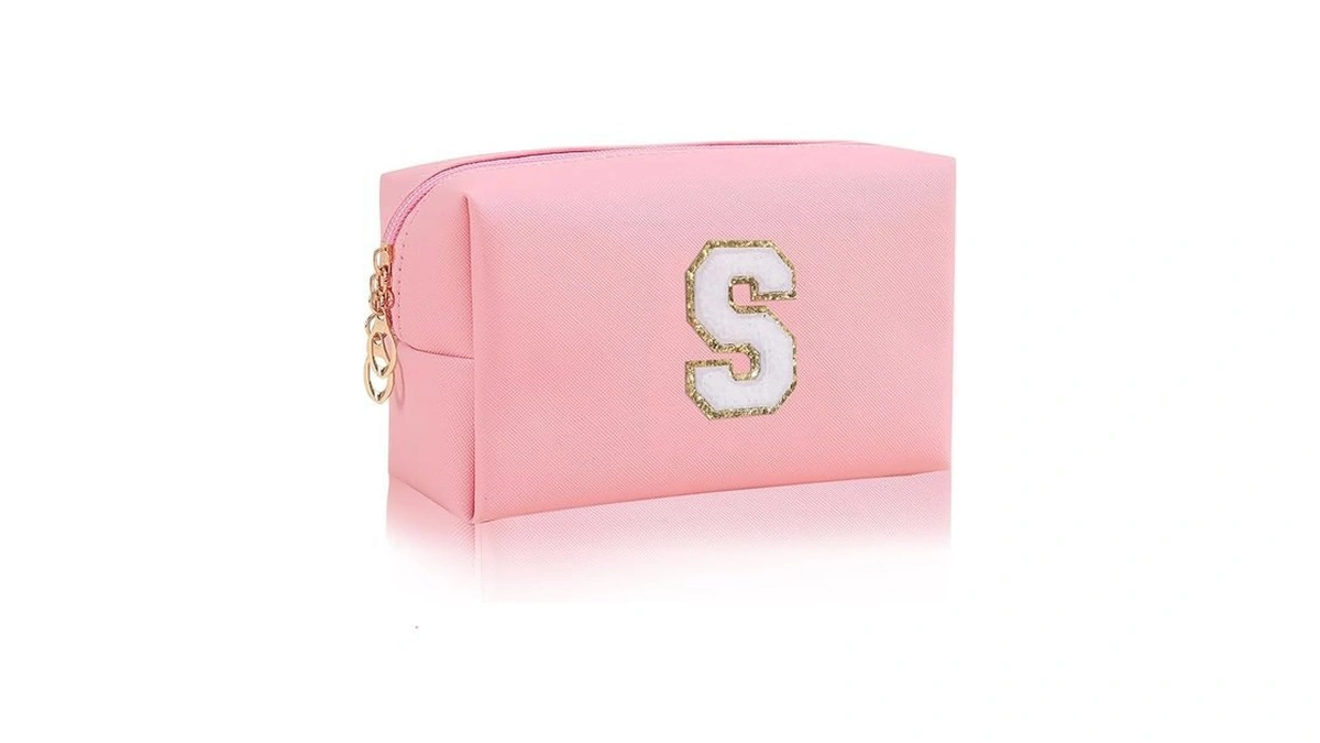 Jhhomezeit Monogrammed Gift For Women Girls,preppy Makeup Bag Personalized Initial