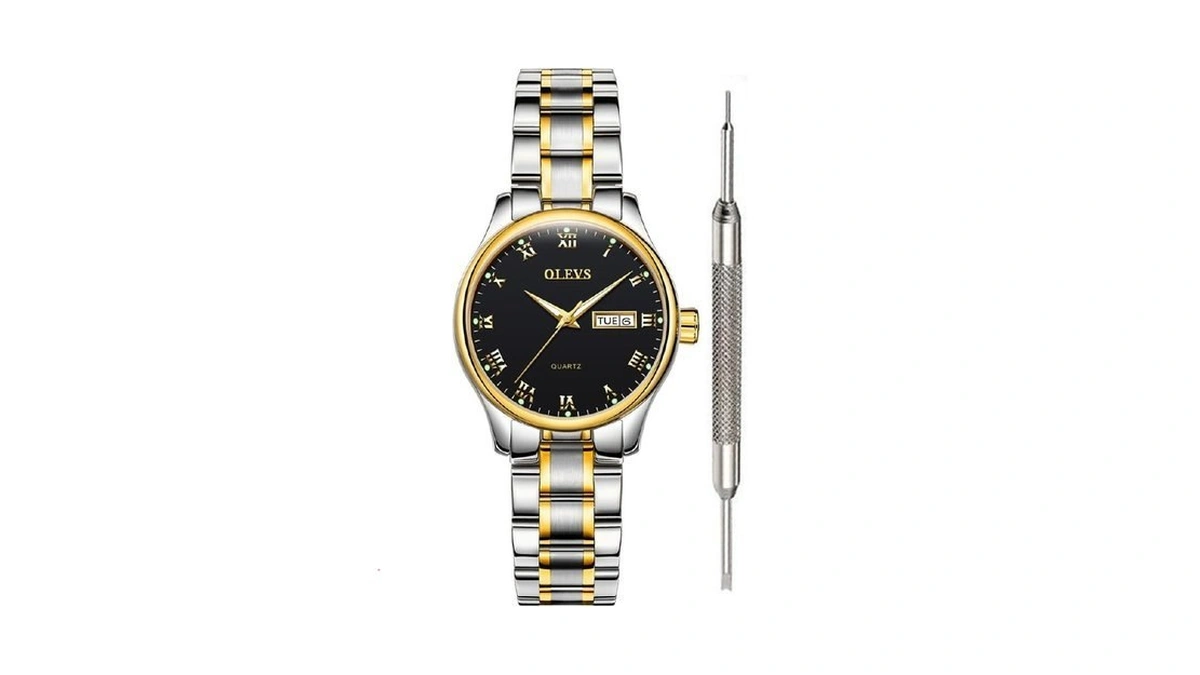 Olevs Women's Black Dress Watch Black Analog Quartz Calendar Date