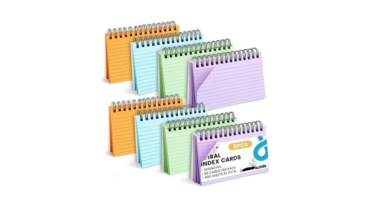 Koogel Spiral Index Cards, 3x5 Lined, 400 Count, 5 Packs