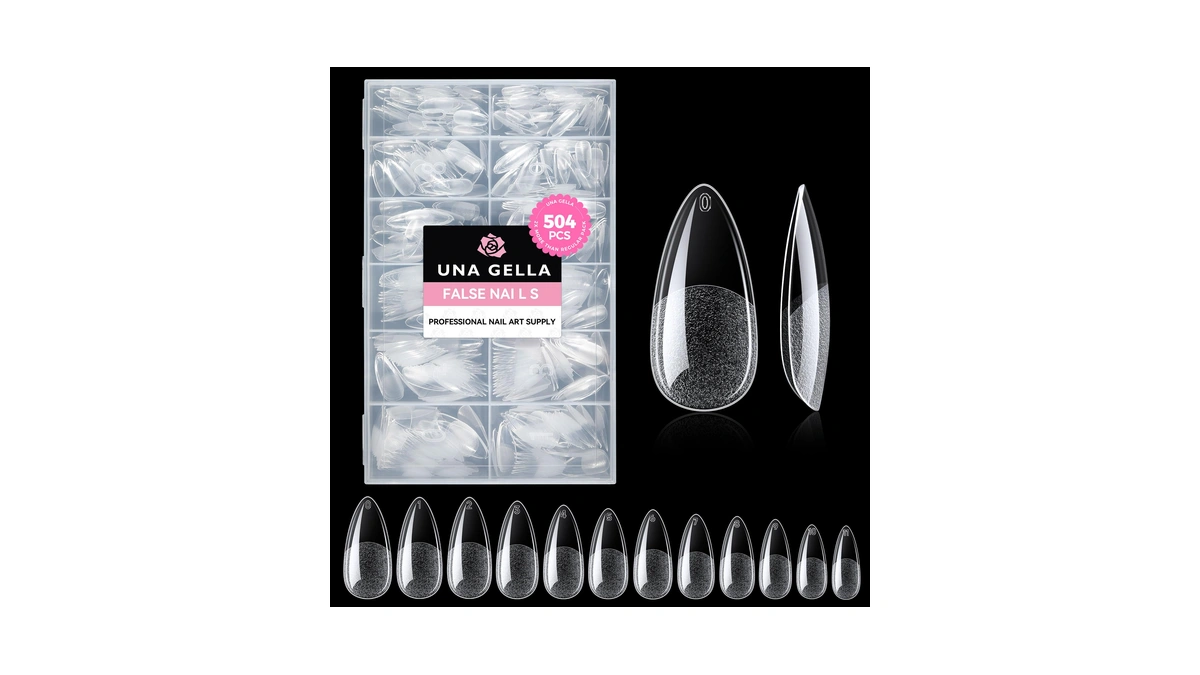Una Gella Almond Gel Nail Tips, 504pcs Pre Etched Clear