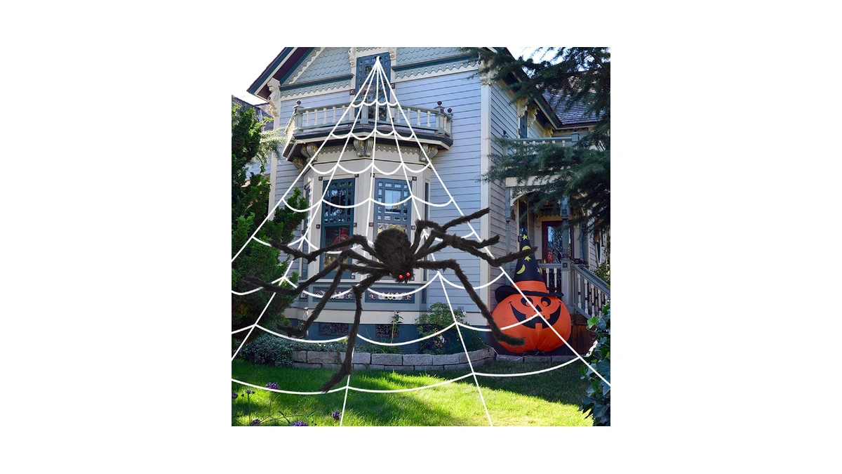Ocato 200" Halloween Decorations Spider Web Outdoor +59" Giant Spider