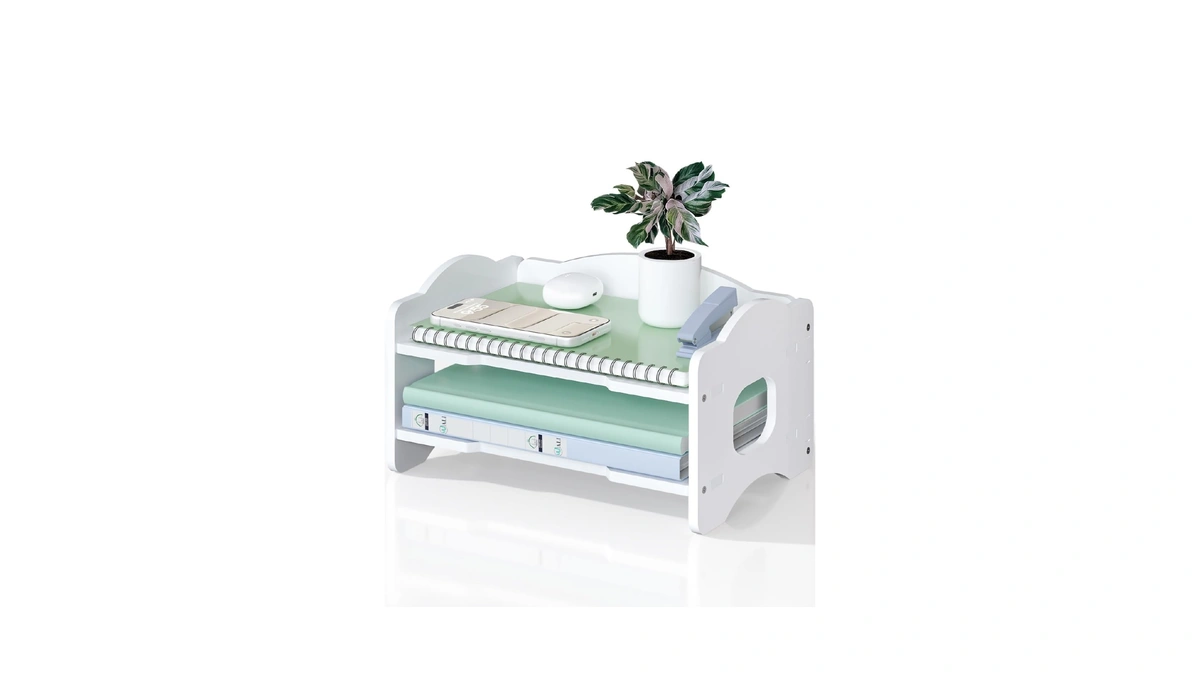 Wali Desk File Organizer, 2 Tier Stackable Desktop Paper Letter