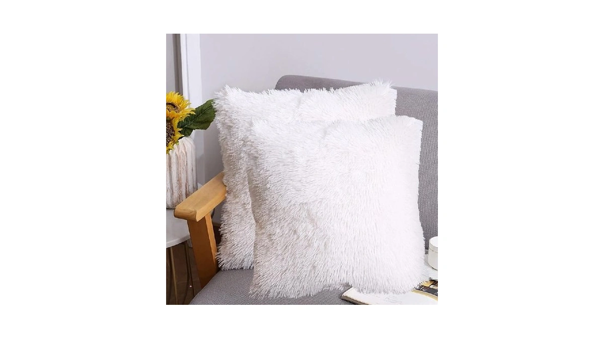 Dongchen Soft Fur Faux Fur Throw Pillow Covers 16"x16" Pack