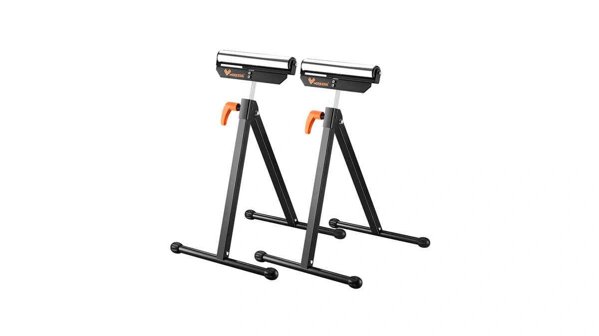 Workess Folding Roller Stand, Adjustable Height Material Rolling Stand For