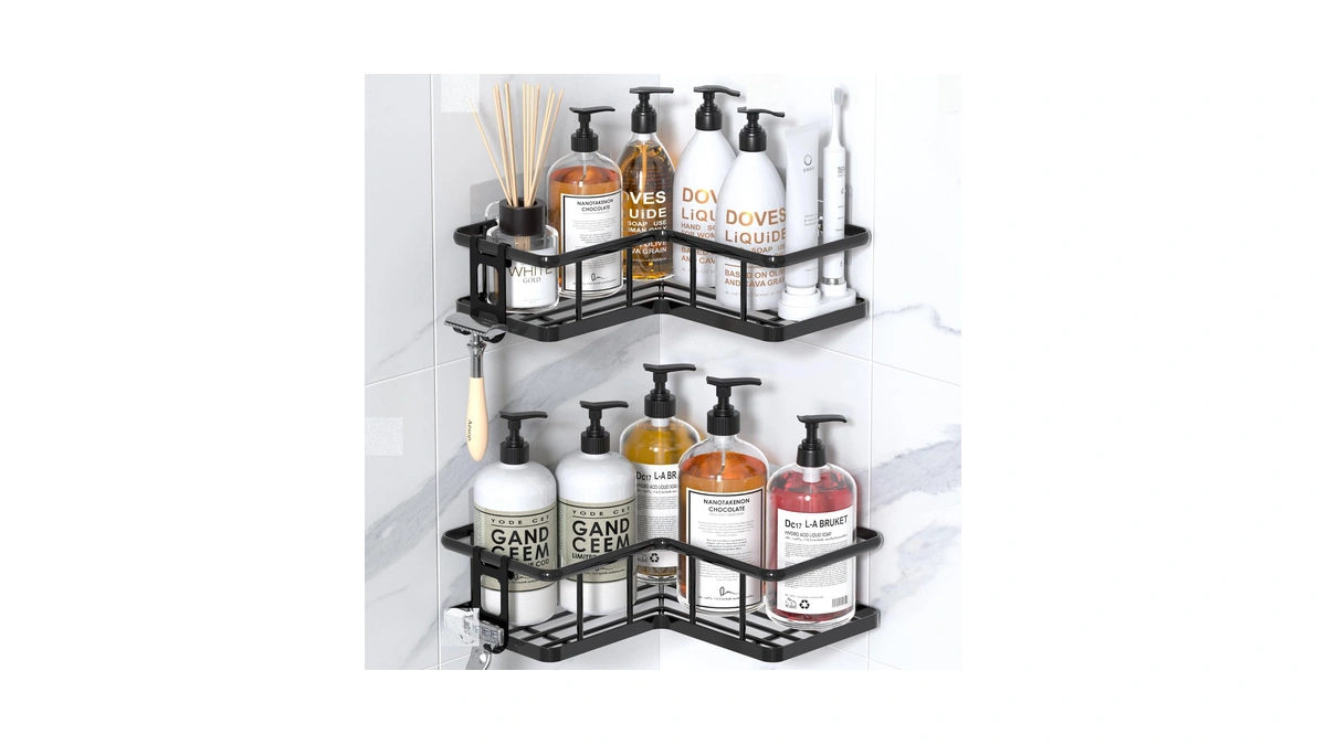 Yasonic Corner Shower Caddy Adhesive, 100% Rustproof Shower Organizer, No