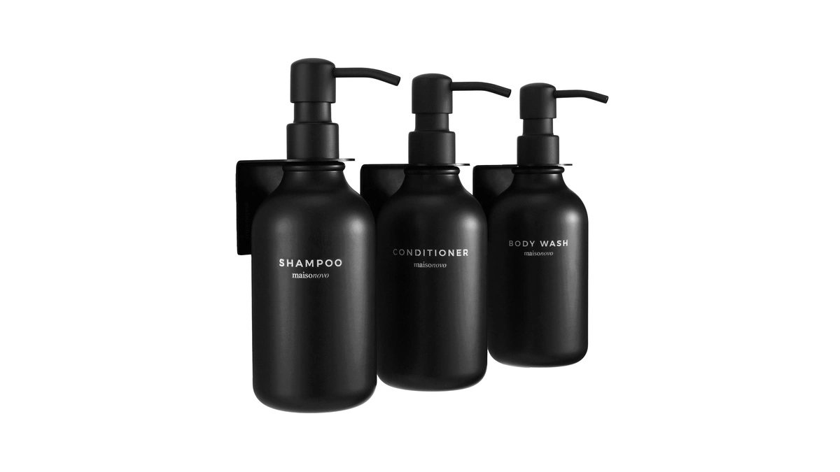 Shampoo And Conditioner Dispenser Wall Mounted Set Of 3 Black