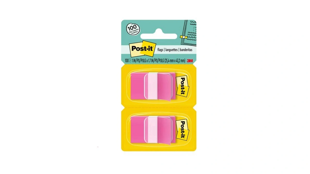 Post-it Flags, 1 X 1.7 In, Pink, 2 Dispensers, 50