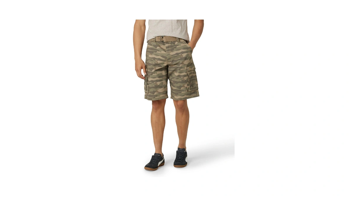 Lee Mens Dungarees New Belted Wyoming Cargo Shorts, Fatigue Camo,