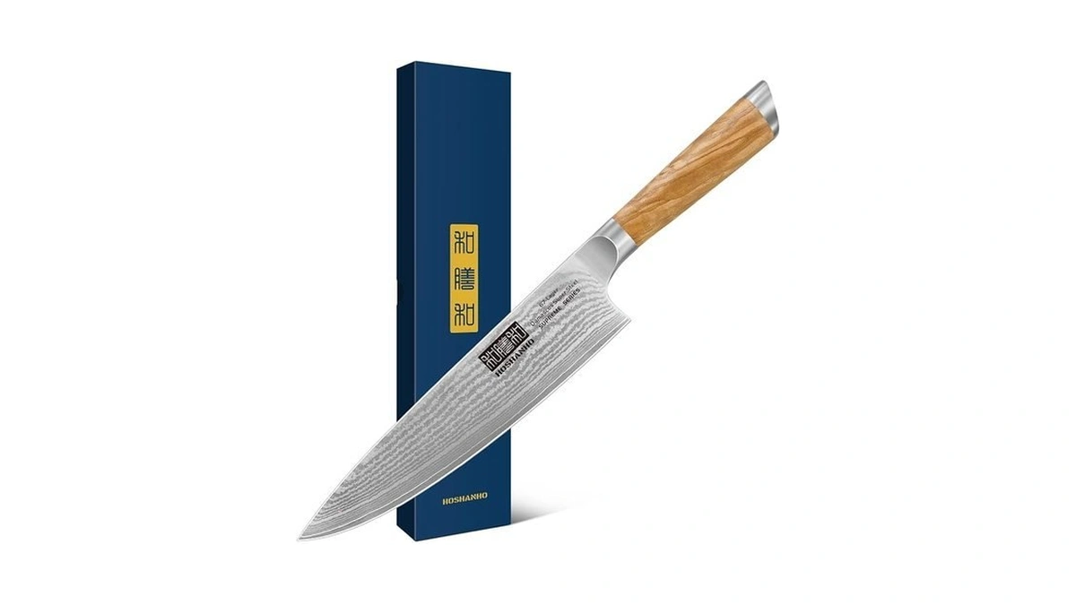 Hoshanho Damascus Chef Knife 8", Sharp Kitchen Knife With Olive
