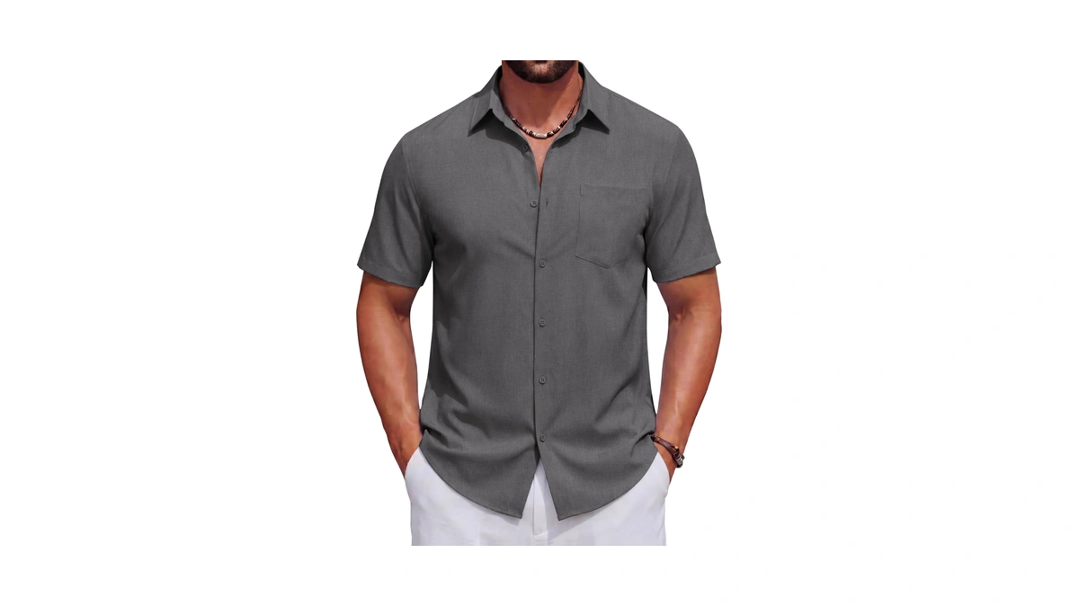 Coofandy Mens Button Down Shirt Short Sleeve Summer Shirts Beach