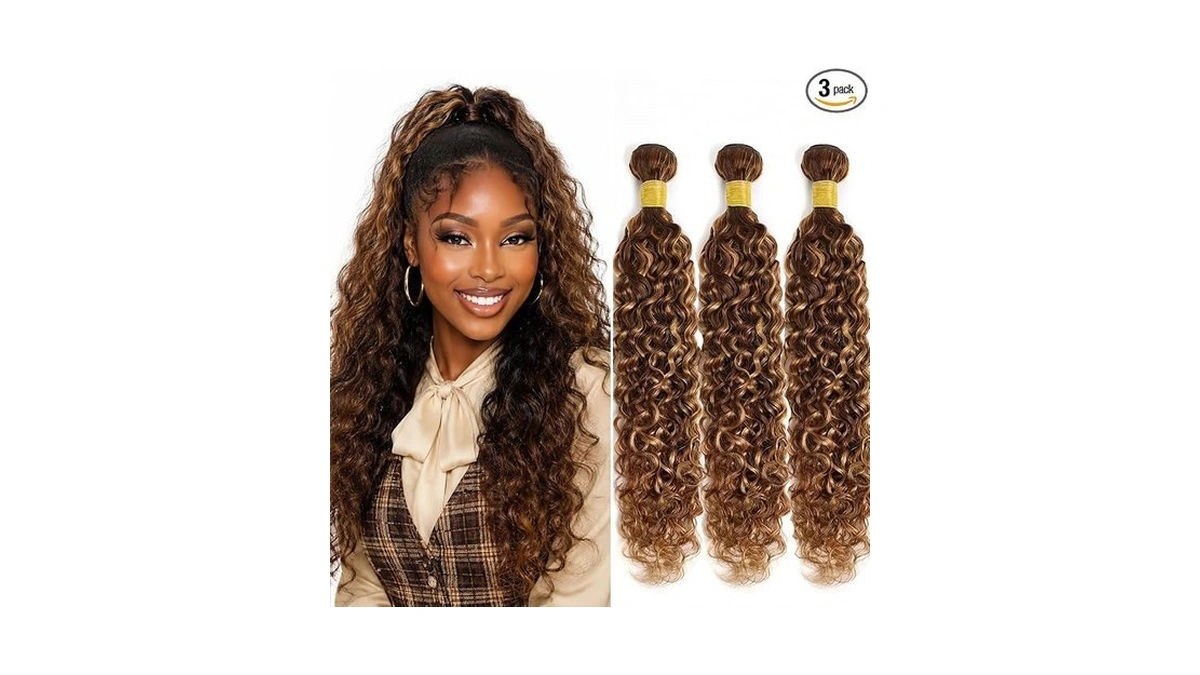 P4/30 Ombre Brown Highlight Jerry Curly Human Hair Bundles 8