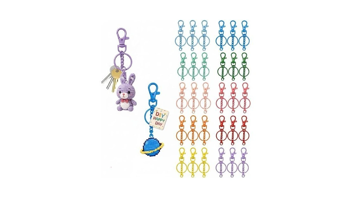 30pcs Colorful Swivel Snap Hook With Key Rings, 10 Color