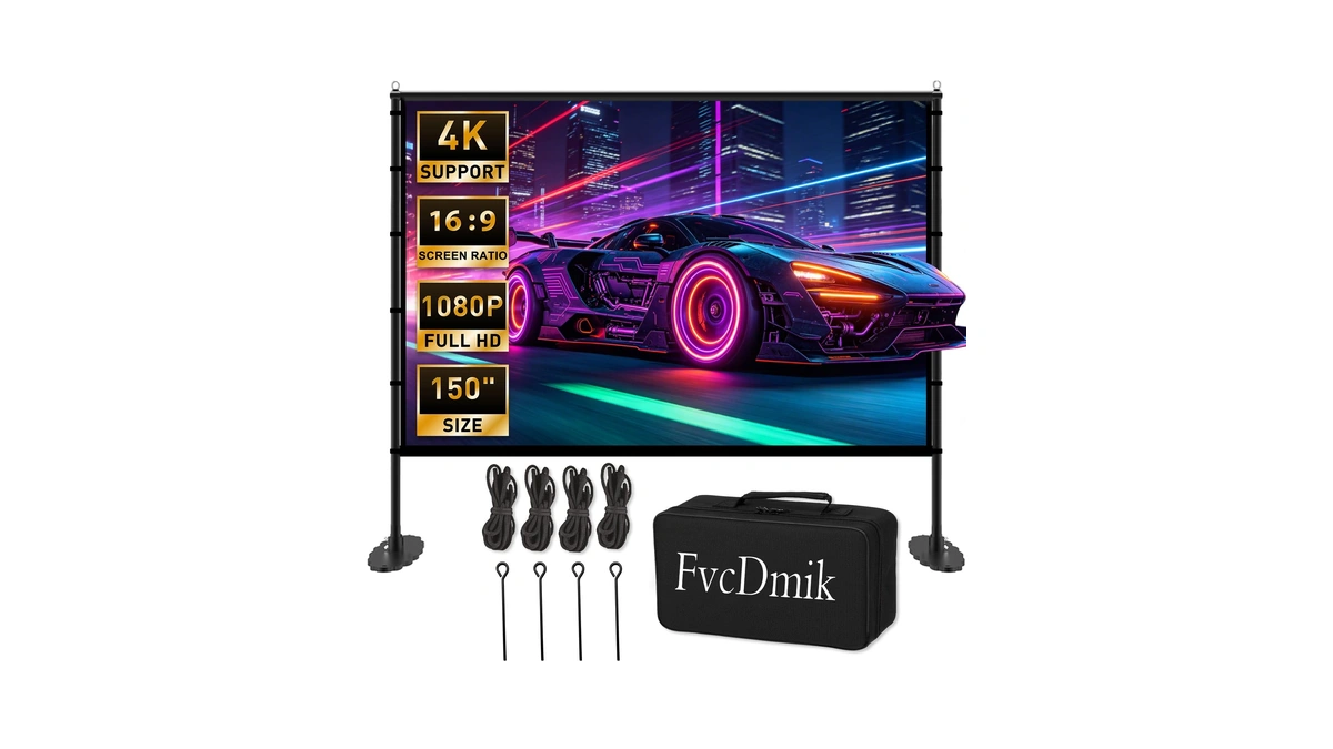 150 Inch Projector Screen With Stand, 16:9 4k Hd Portable