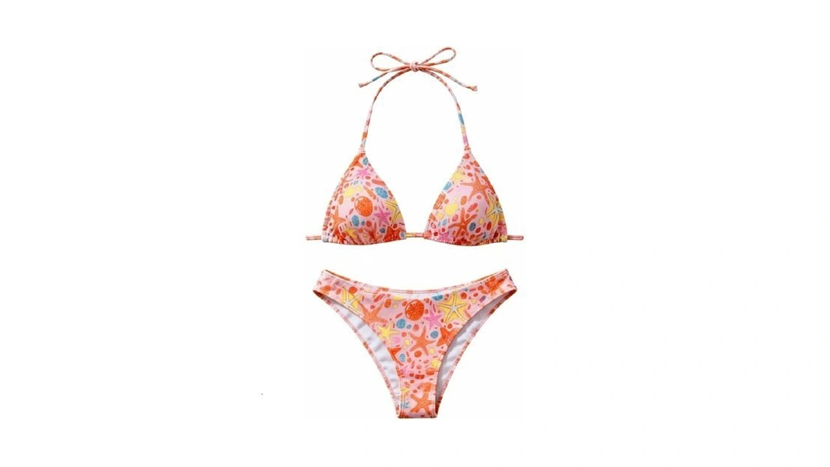 Oyoangle Women's 2 Piece Ribbed Knit Bikini Set Halter Triangle