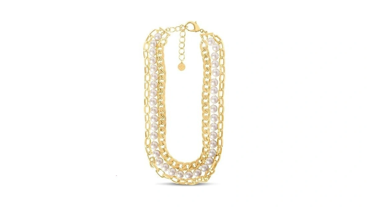 Martha Stewart Three Strand Pearl And Chain Necklace In Gold