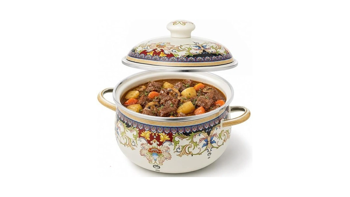 Olytaru Nonstick Deep Enamel On Steel Stock Pot/stockpot With Lid,