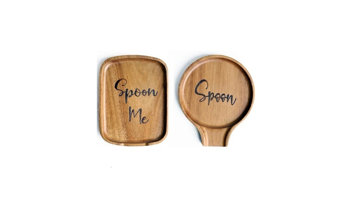 Set Of 2 Wood Spoon Rest For Stove Top- Smooth