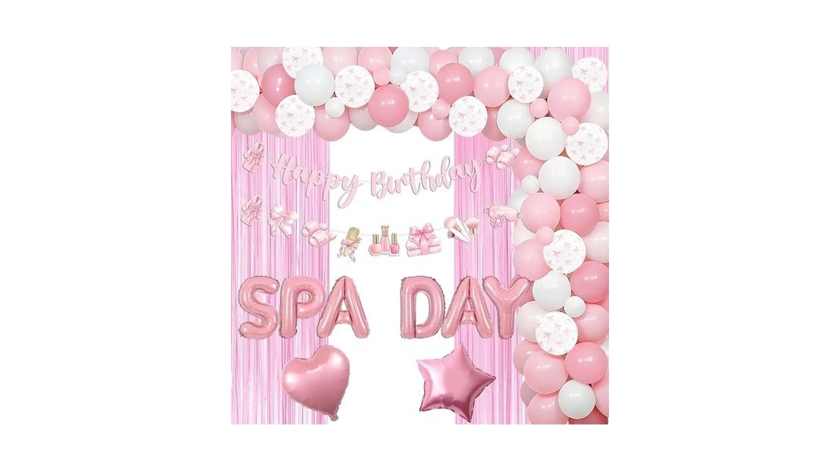 Joymemo Pink Spa Birthday Party Decorations For Girls, Balloon Garland