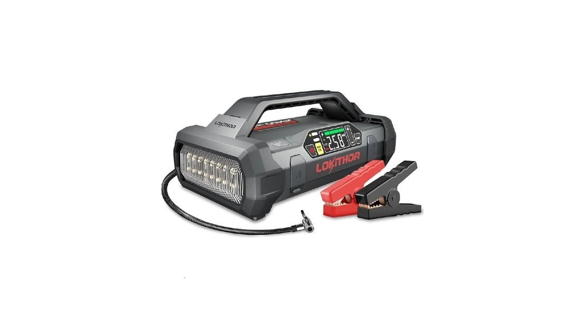 Lokithor Ja400 1750a 12v Jump Starter With Air Compressor, 60w