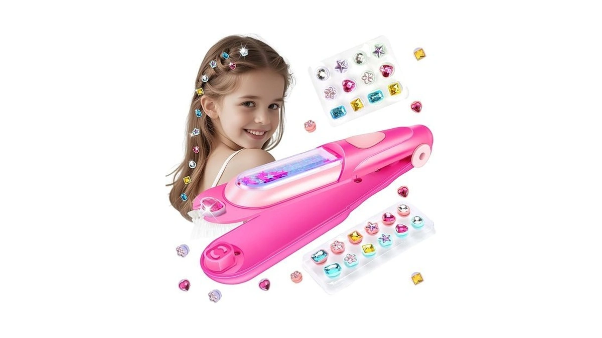 Kidzkube Hair Gem Stamper Kit With Reusable Diamonds For Girls