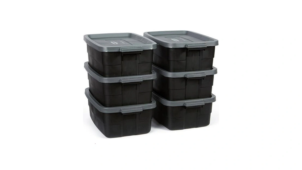 Rubbermaid 6-pack Totes For Storage With Lids, Heavy Duty Plastic