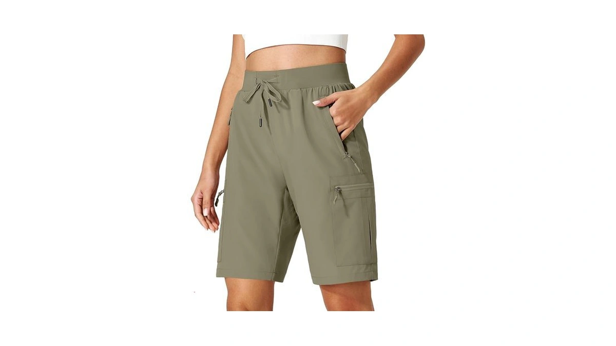 Ksmien Women's Hiking Cargo Shorts Quick Dry Lightweight Summer Shorts