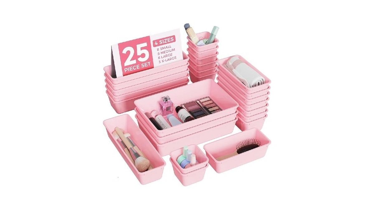 Biuleon 25 Pcs Plastic Drawer Organizers Set, 4-sizes Vanity And