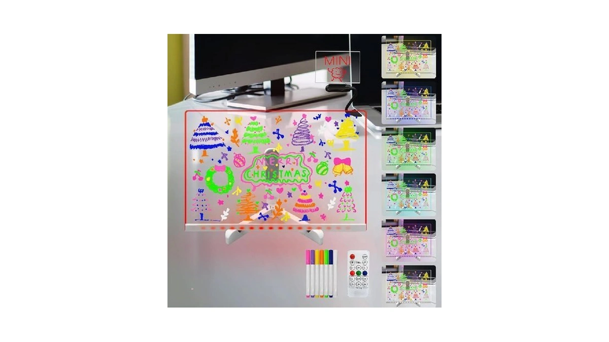 Laysinly Acrylic Dry Erase Board With Light Up Stand, 11.81"