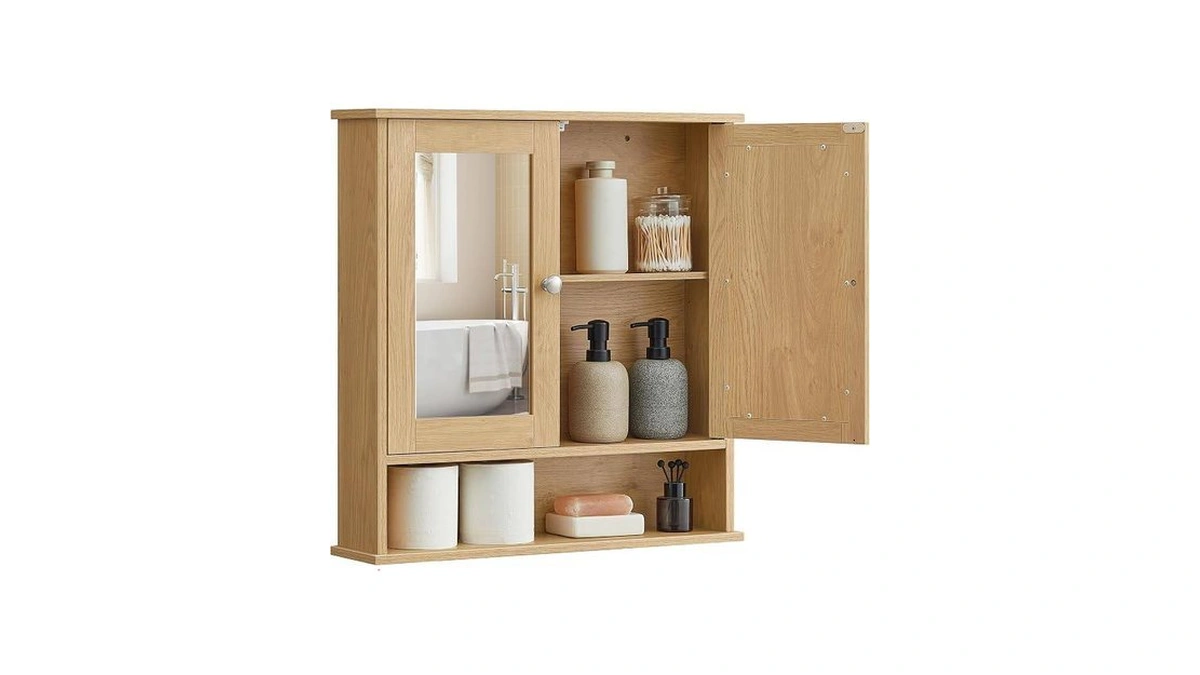 Vasagle Bathroom Cabinet With Mirror, Wall Cabinet With 2 Mirrored
