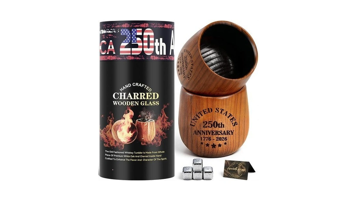 Saluna 250th Anniversary Glasses, Charred Wooden Bourbon Drinking Glass, We