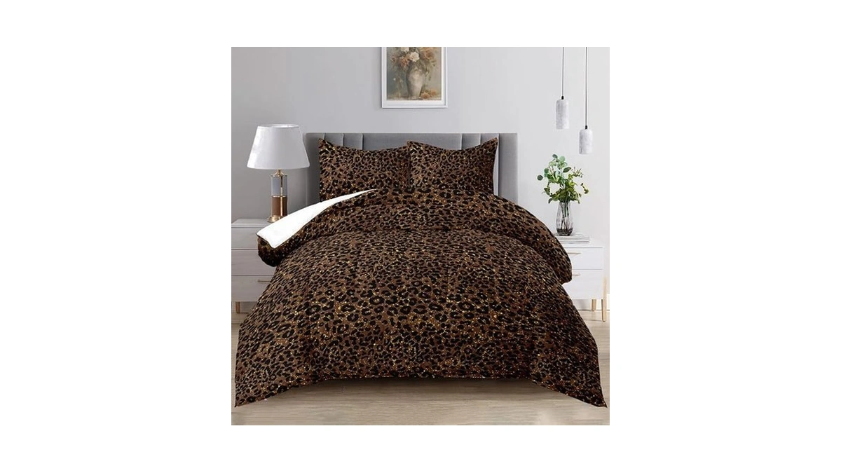 Raphus Cucullatus Brown Leopard Print Queen Size Comforter Set,brown Cheetah