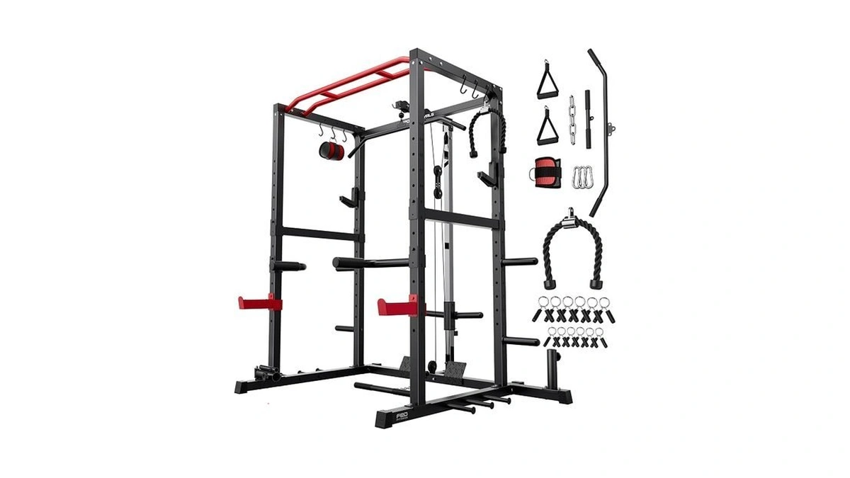 Sportsroyals Power Rack, Multi-functional Power Cage, Squat Rack With Pulley