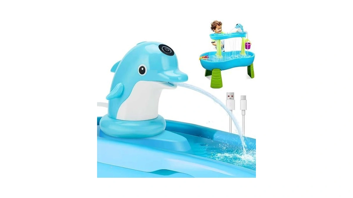 Ainibar Dolphin Water Table Pump - Rechargeable,3.5h Play,easy Stick -