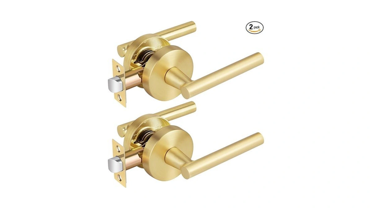 Bonpoly 2 Pack Gold Door Knob, Brass Door Handles Interior,