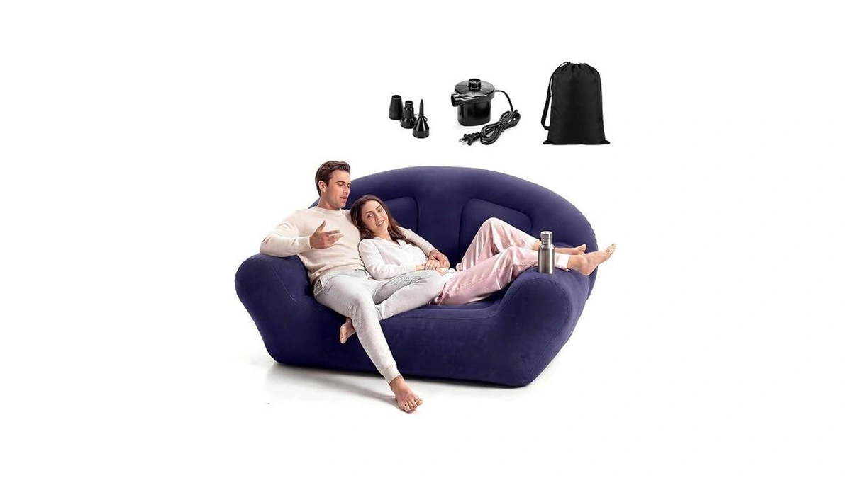 Novabright Inflatable Couch, Flocked Surface Blow Up Chair, Folding Portable