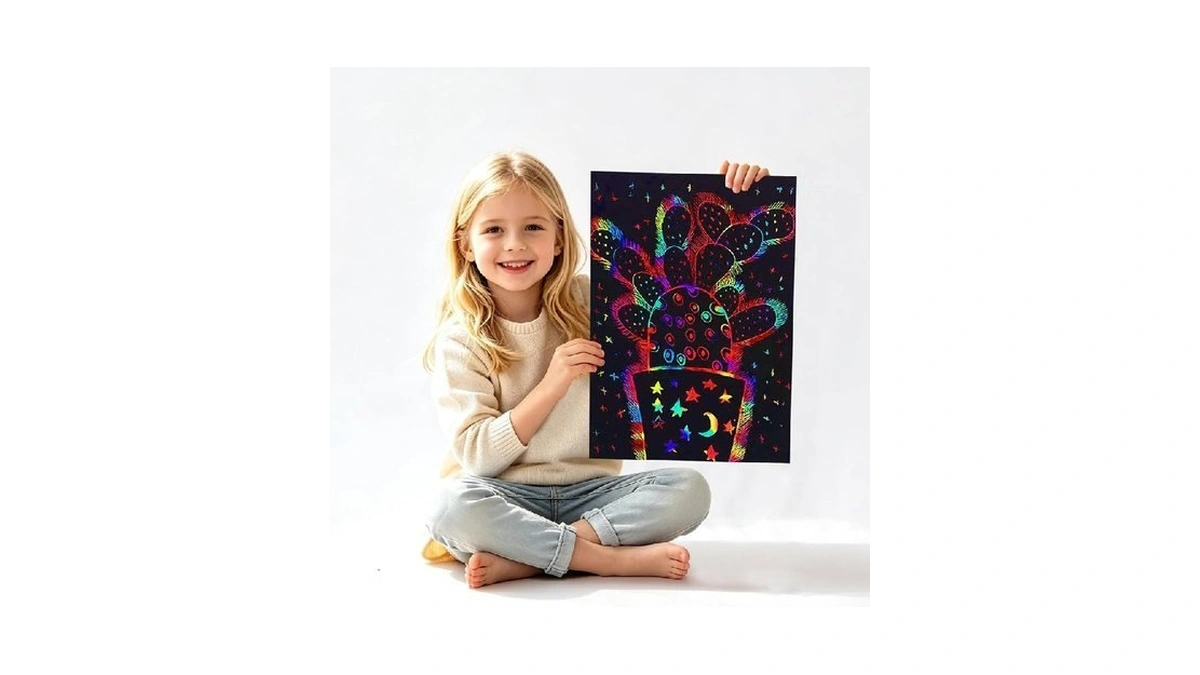 Funnyb&g 60 Pcs Rainbow Scratch Paper Art For Kids Arts