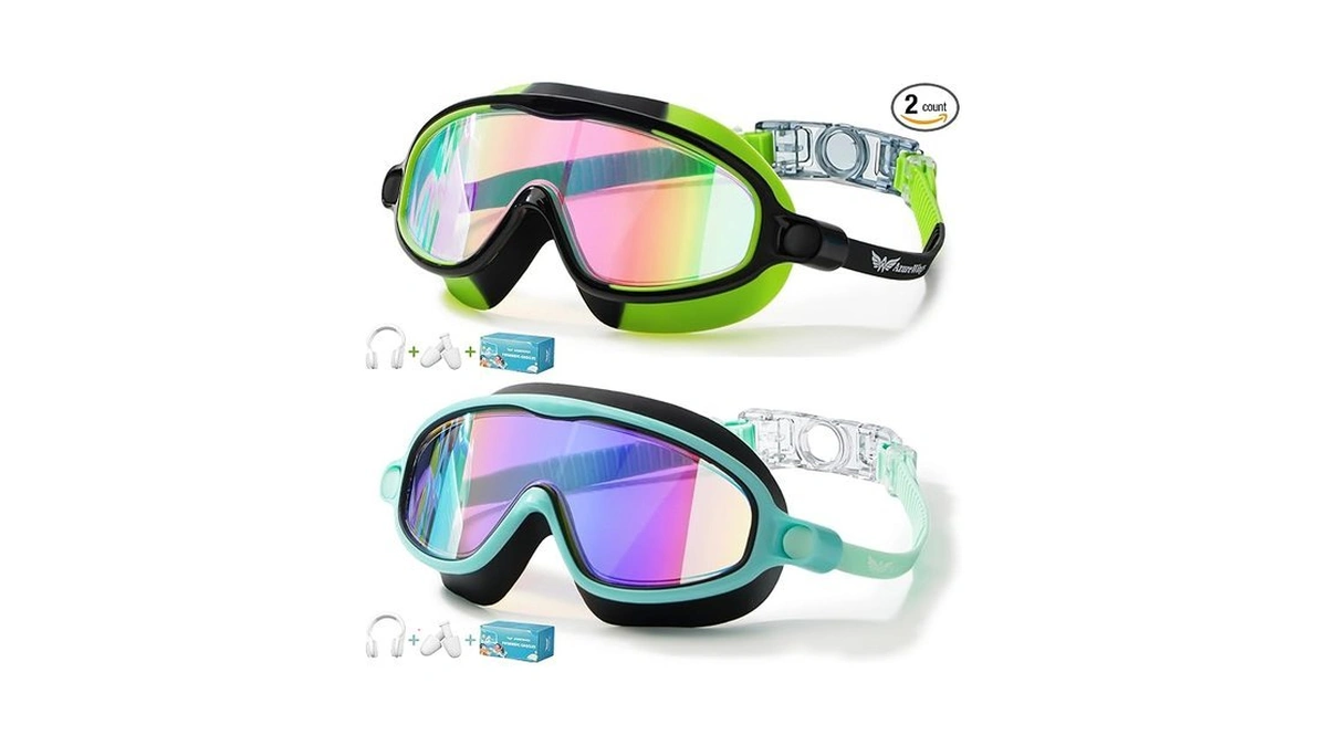 Azurewings 2 Pack Swim Goggles For Kids, No Leak Anti-fog