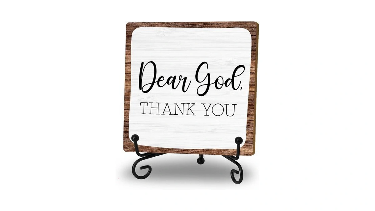 Rustic 'dear God Thank You' Wooden Plaque - Christian Decor