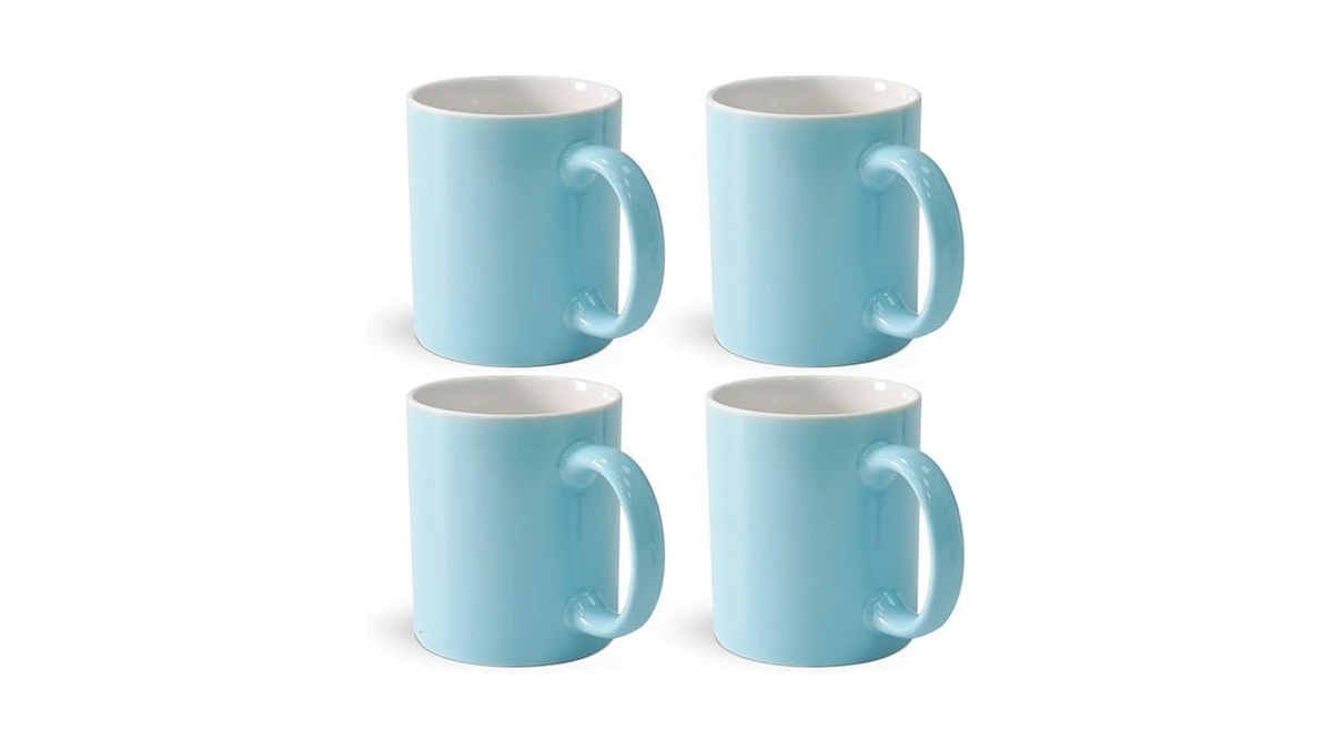 Momugs 12 Oz Cup (4pcs), Plain Gloss Light Blue Ceramic