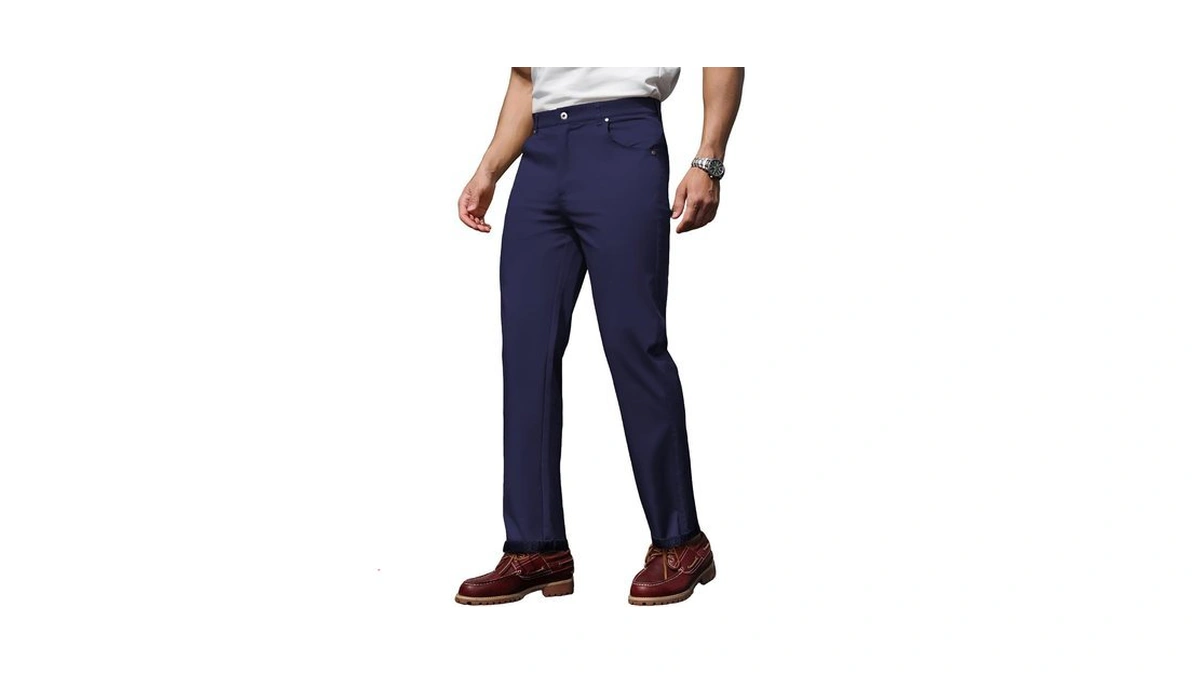 Sheenhide Men's Straight Chino Pants Cuffed Hem Stretch Dress Casual