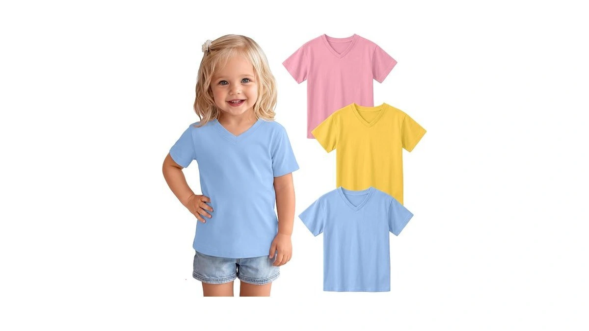 Lessonzoo 3 Pack Toddler Girls' V Neck T-shirts 18m-5t Short