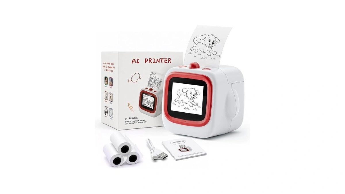 Ai Sticker Printer For Kids, Voice Activated Mini Printer With