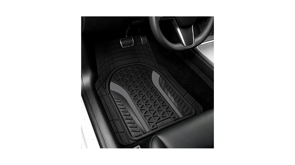 Oemats Heavy Duty Rubber Car Mats Carbon Fiber Design (graphite