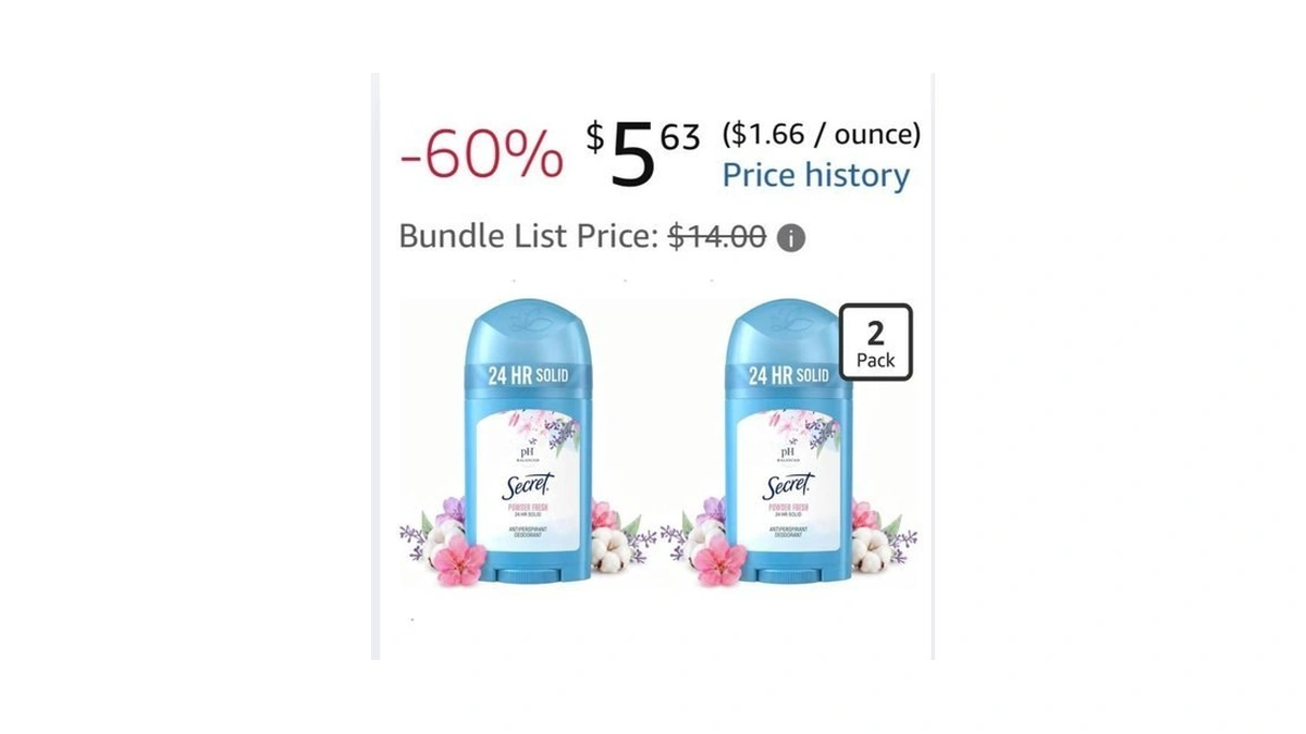 Secret Solid Antiperspirant And Deodorant Shower, Powder Fresh, 1.7 Ounce