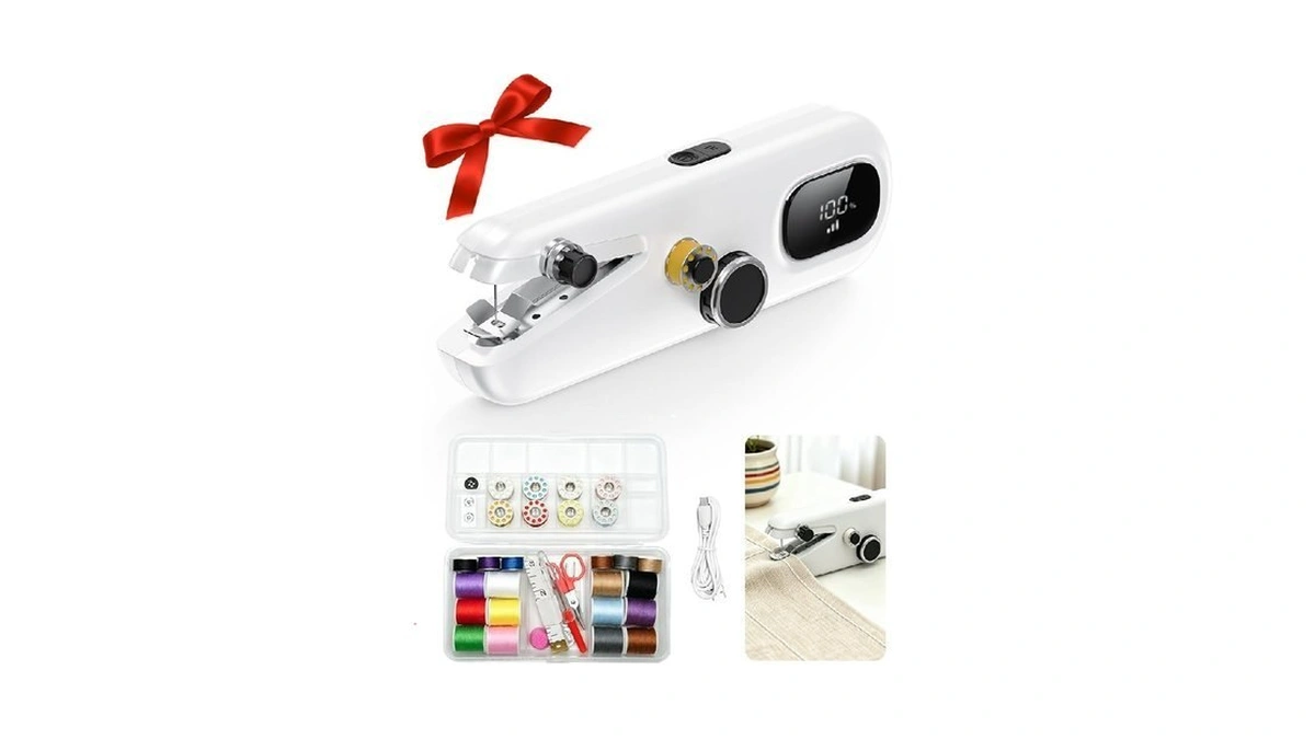 Handheld Sewing Machine,portable Rechargeable With Lcd Display & Sewing Kit