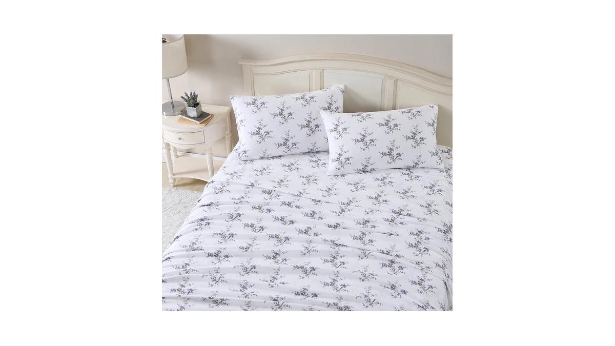 Laura Ashley - Flannel Sheets Twin Size, Anti-pilling & Wrinkle