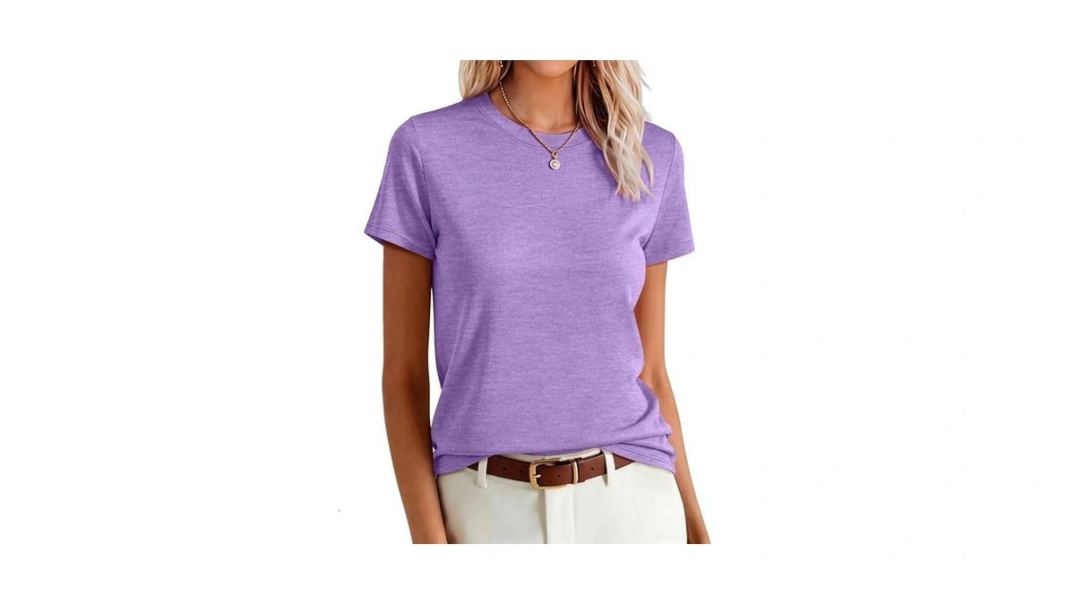 Unclecat Womens Short Sleeve Tops Summer Basic T Shirts Crewneck