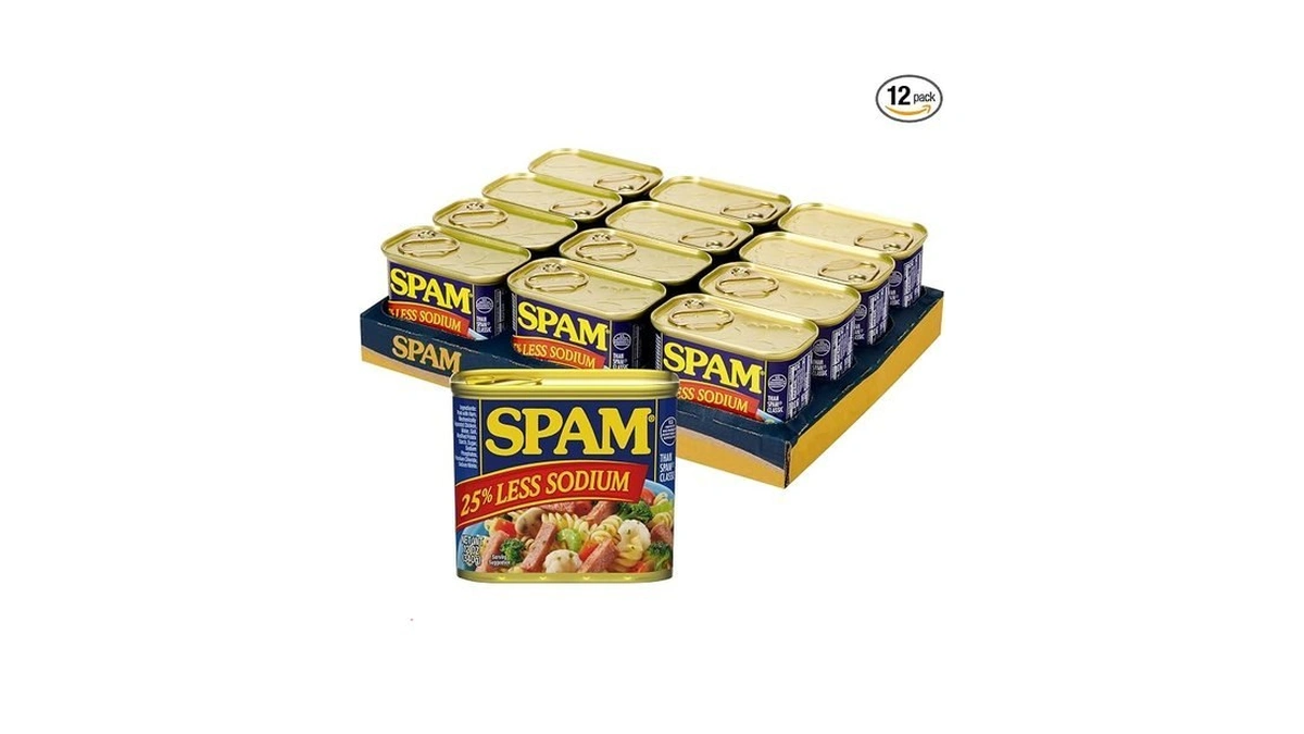 Spam 25% Less Sodium Canned Meats, 12 Oz Cans, 12