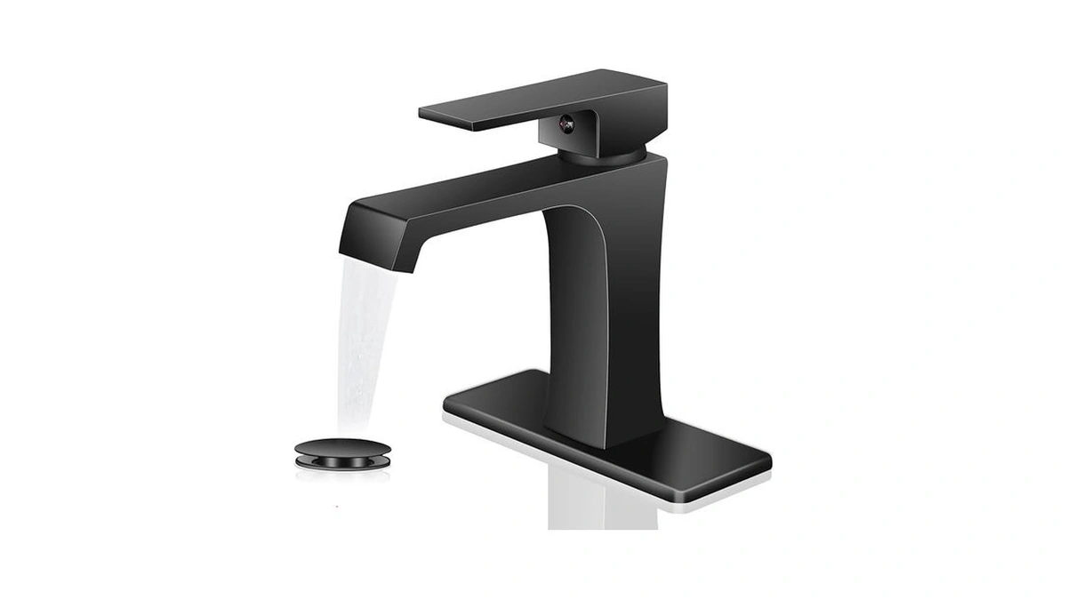 Yeualuqan Waterfall Bathroom Faucet Black Bathroom Sink Faucet, Modern Single