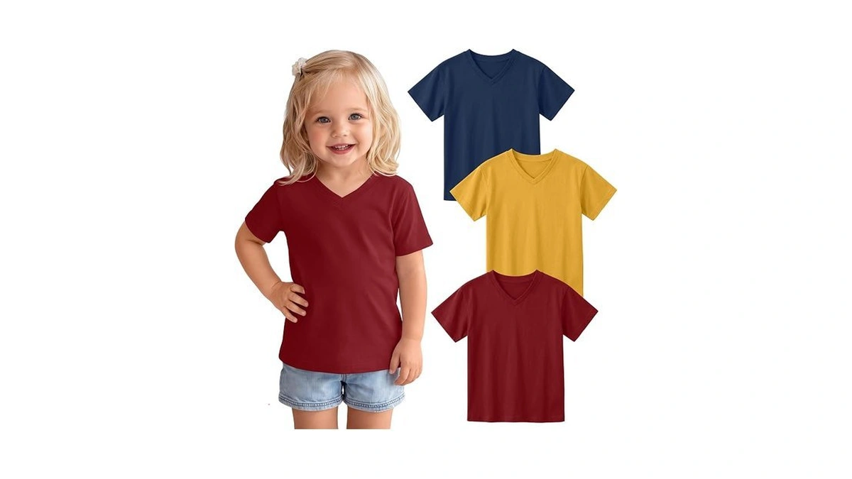 Lessonzoo 3 Pack Toddler Girls' V Neck T-shirts 18m-5t Short